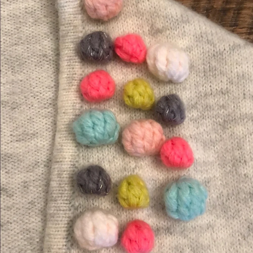 Cat & Jack poncho/wrap w/multi colored poms S/M - Picture 3 of 5